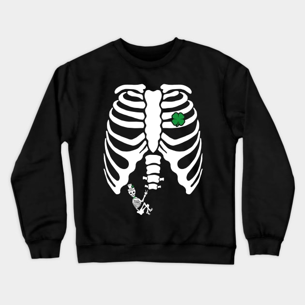 Skeleton Clover Heart Rib Cage X-Ray St Patricks Day Pregnancy Crewneck Sweatshirt by trendingoriginals